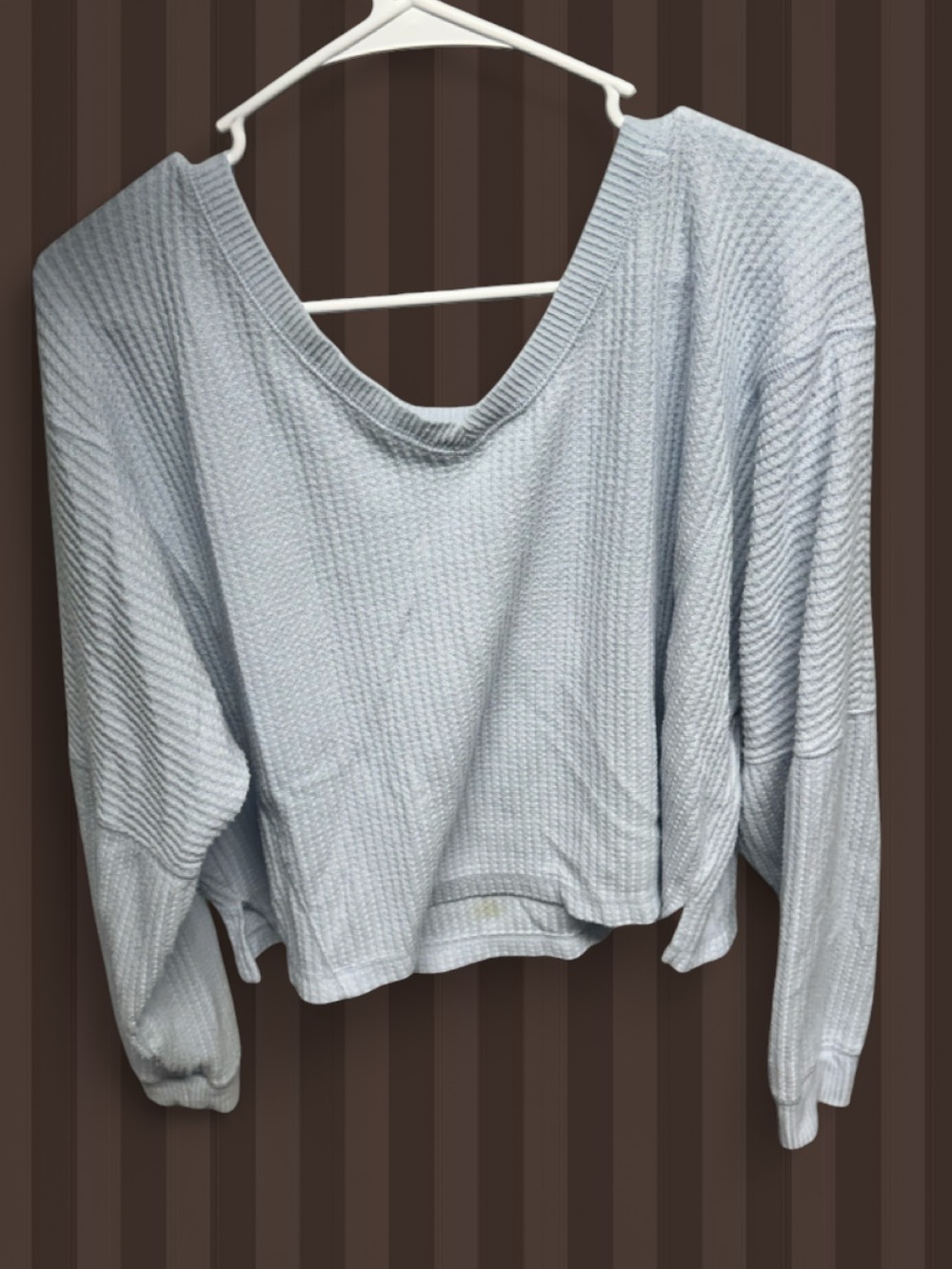 aerie light blue ribbed knit top